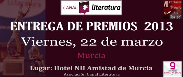 Entrega de premios 2013. Murcia 22 de marzo. Datos y programa para el fin de semana.